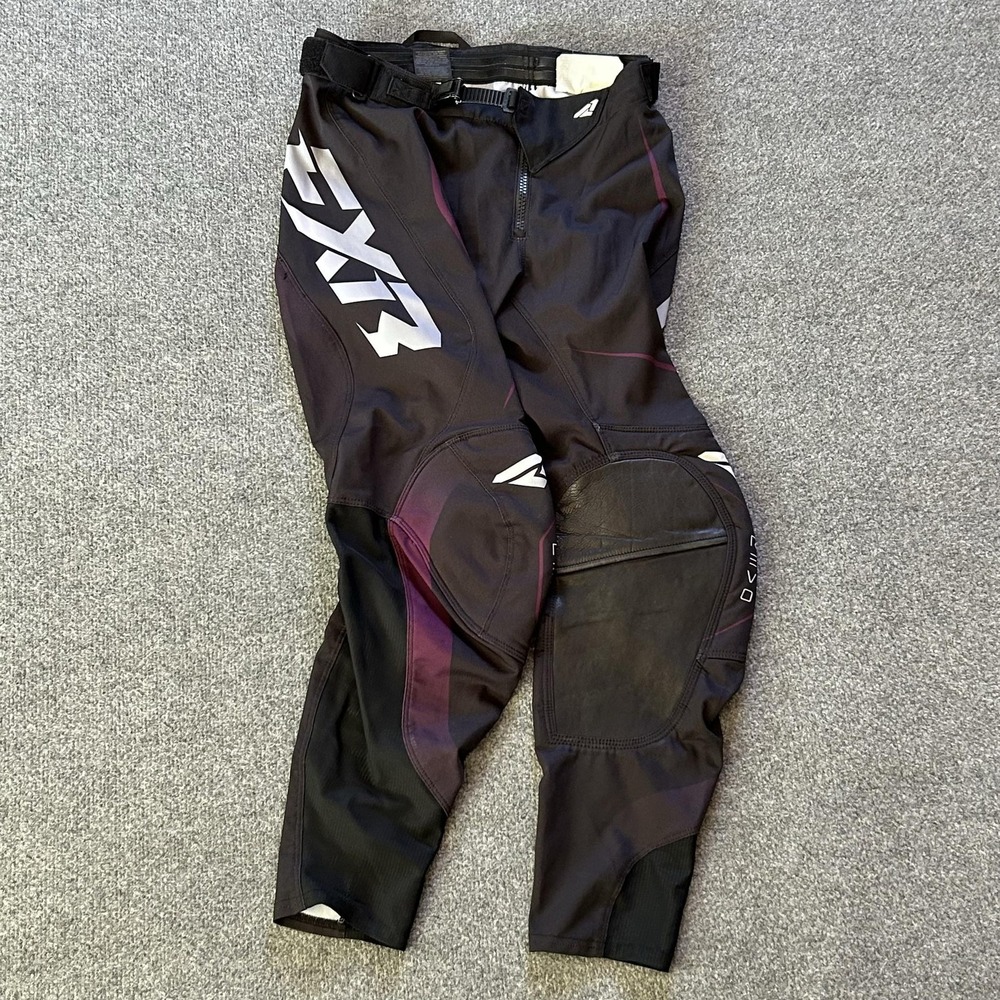 FXR Revo MX Pants Mens 30 Black Motocross Racing Leather Knee Stretch Off Road